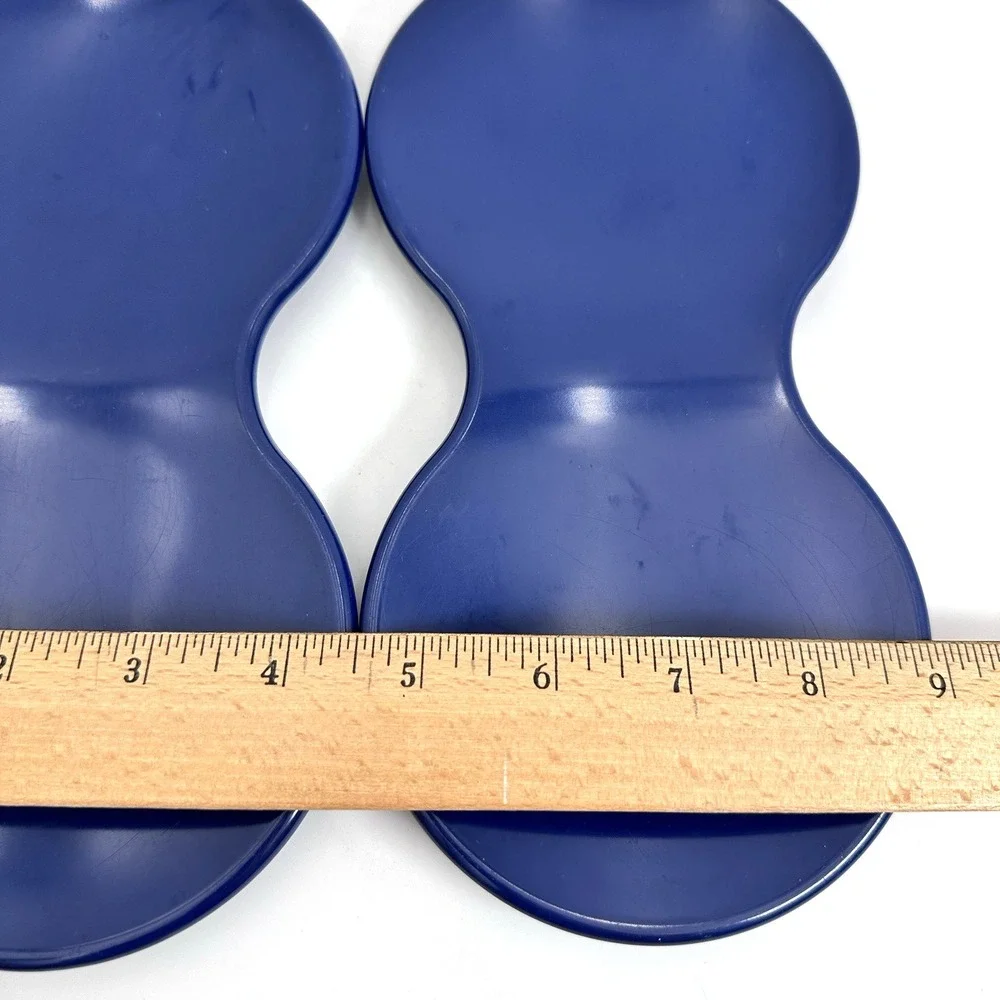 Tupperware 2 Spoon Rests 2 Round Trivets Blue White Green Kitchen Lot Melamine